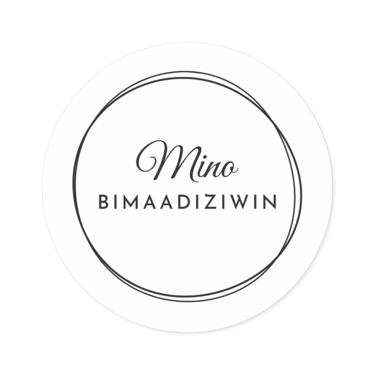Mino-Bimaadiziwin (The Good Life) Round Sticker – Ojibwe Packaging Seal