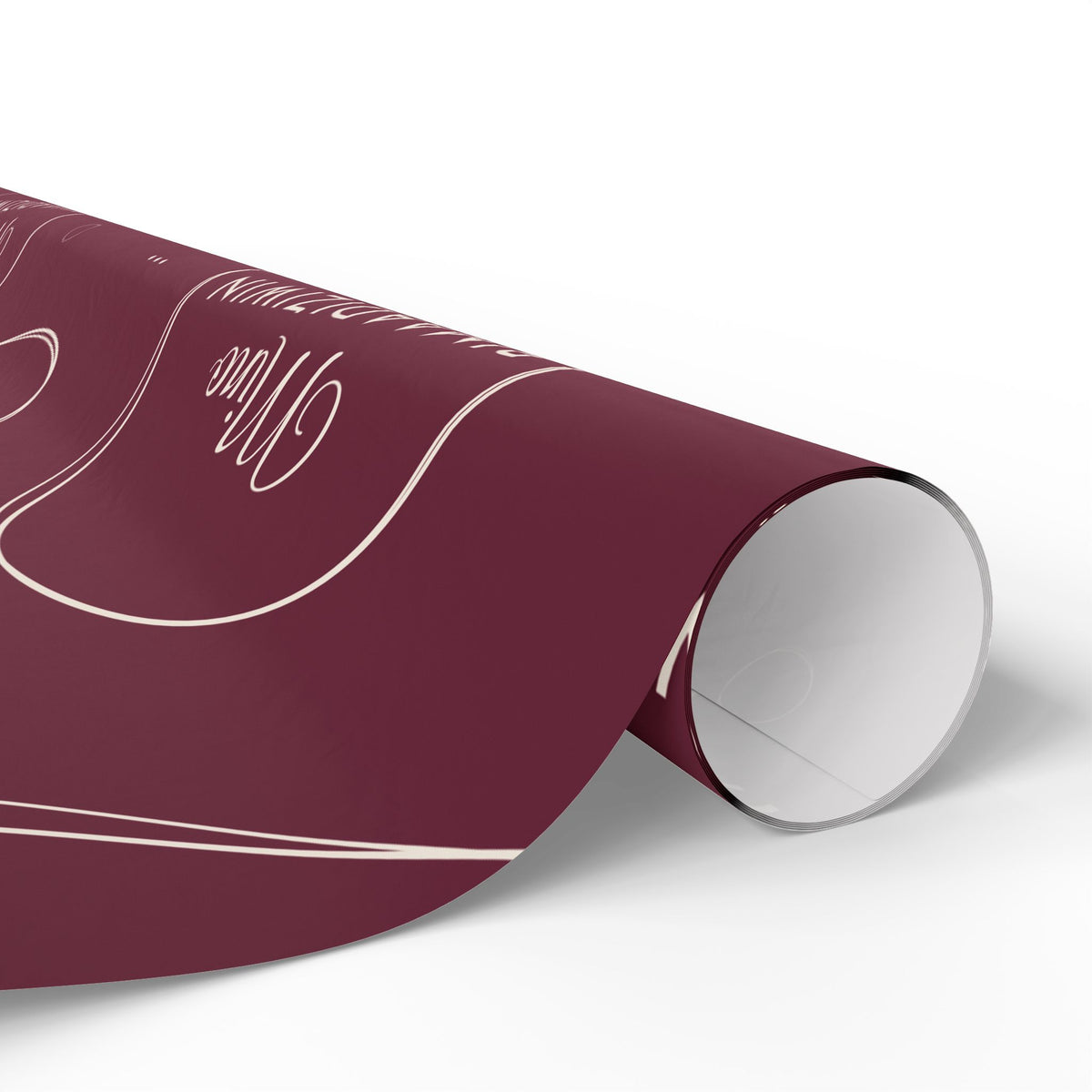 Burgundy Holiday Ojibwe Words Wrapping Paper Roll – Elegant Script Pattern for Christmas & Gifts