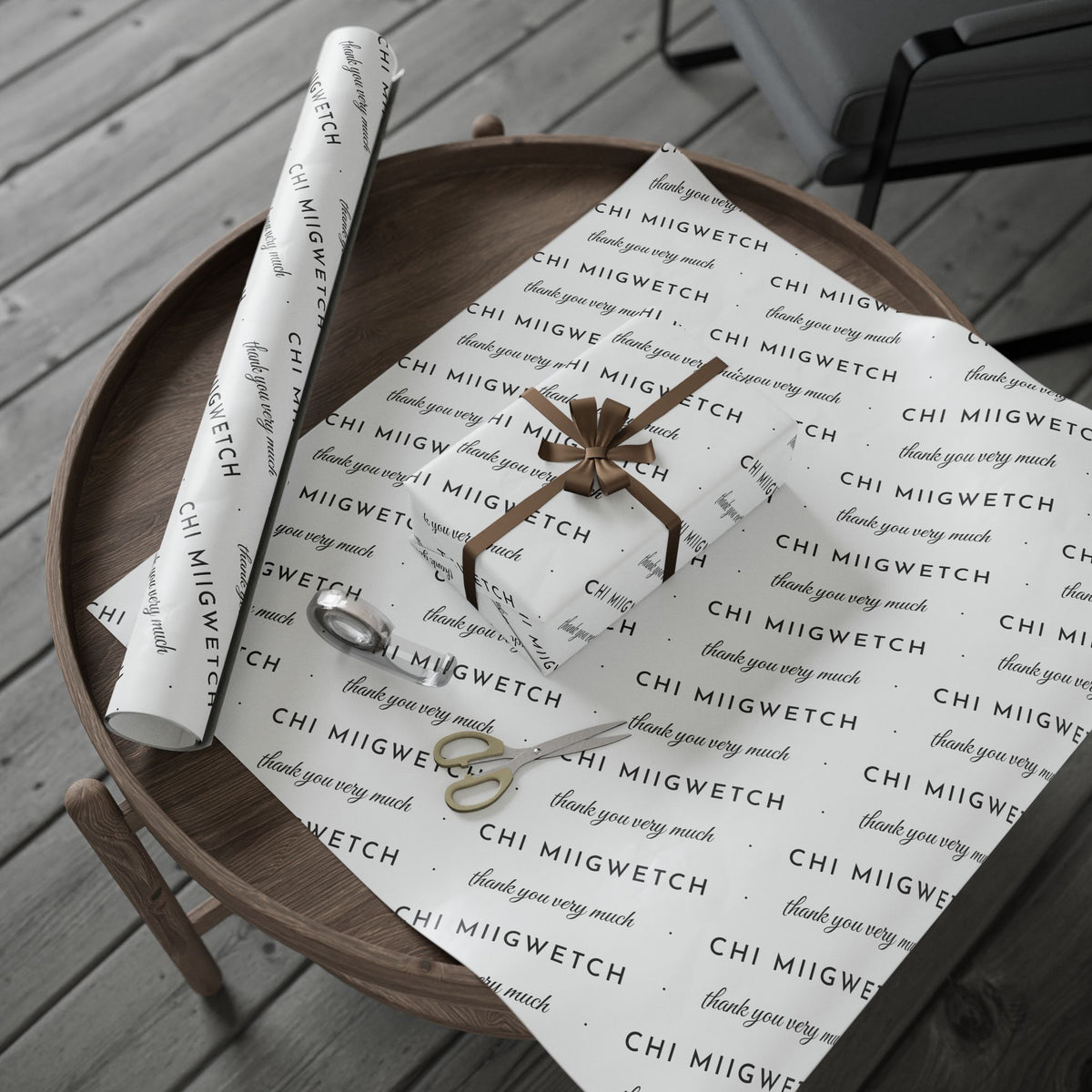 Chi Miigwetch Wrapping Paper – Minimalist Ojibwe Thank You Gift Wrap