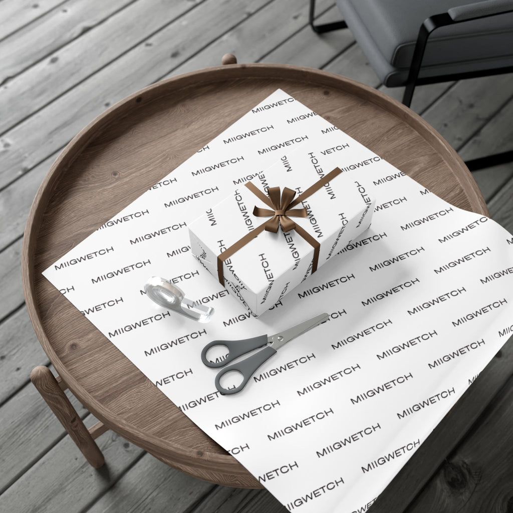 Custom "Miigwetch" Gift Wrap Paper — Personalized Branded Wrapping Sheets for Businesses & Events
