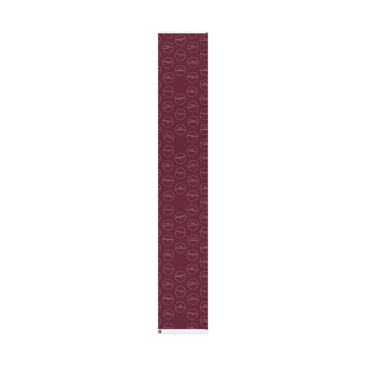 Burgundy Holiday Ojibwe Words Wrapping Paper Roll – Elegant Script Pattern for Christmas & Gifts