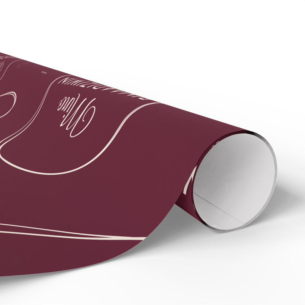 Burgundy Holiday Ojibwe Words Wrapping Paper Roll – Elegant Script Pattern for Christmas & Gifts