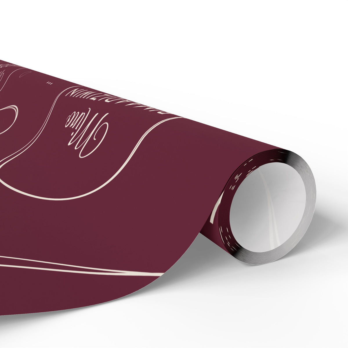 Burgundy Holiday Ojibwe Words Wrapping Paper Roll – Elegant Script Pattern for Christmas & Gifts
