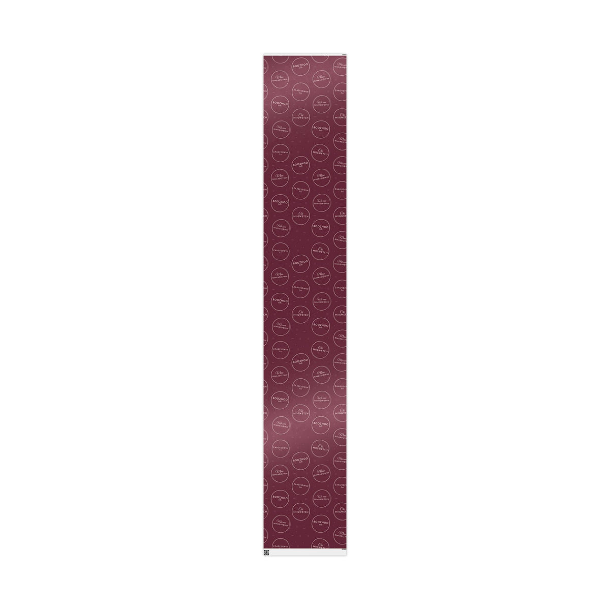 Burgundy Holiday Ojibwe Words Wrapping Paper Roll – Elegant Script Pattern for Christmas & Gifts