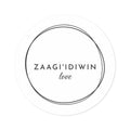 Round Sticker — ZAAGI'IDIWIN (Love) Minimalist Seal, Indoor/Outdoor Durable Sticker